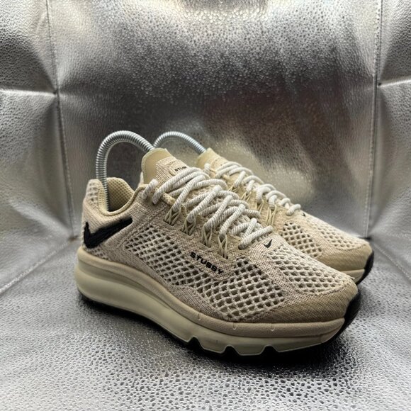 Size 4 Nike x Stussy Air Max ‘Fossil’ Gray Mens Running Shoes DM6447-200 - Picture 1 of 12